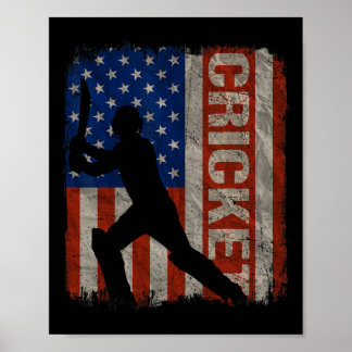 Cricket Usa American Flag Vintage 4th Of July Gift Poster