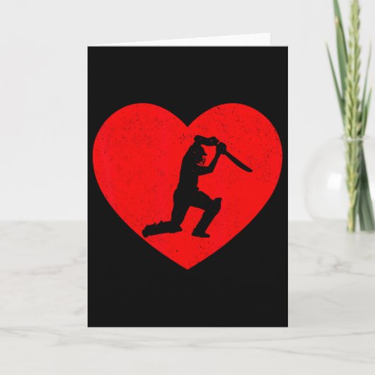Cricket Valentinstag Herzform Cricketliebhaber Karte (Vorderseite)