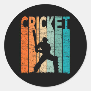 Cricket Vintage Cricket Spieler Retro Cricketer Runder Aufkleber