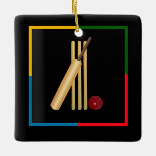 Cricket, Weide, Fledermaus und Ball, Keramikornament (Vorderseite)