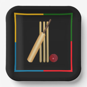 Cricket, Weide, Fledermaus und Ball, Pappteller