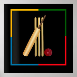 Cricket, Weide, Fledermaus und Ball, Poster