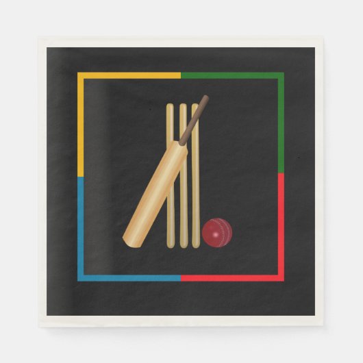 Cricket, Weide, Fledermaus und Ball, Serviette (Vorderseite)