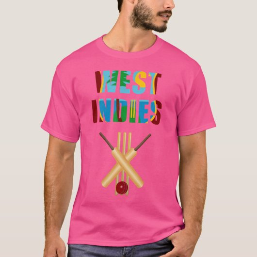 Cricket West Indies Flag Bat Ball Wicket T-Shirt (Vorderseite)
