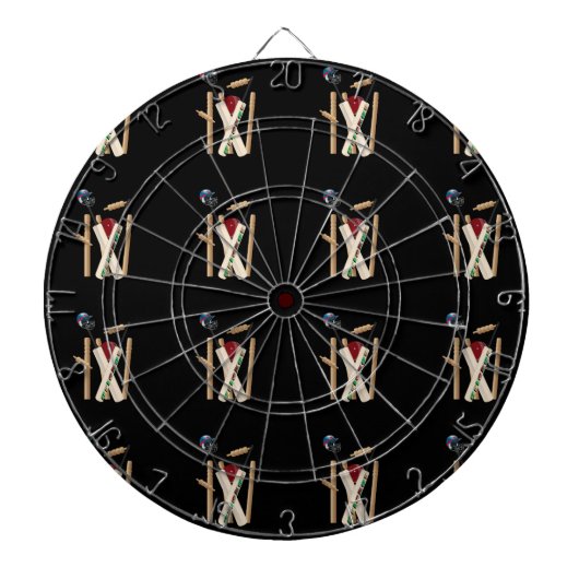 Cricket-Wickel, -Fledermäuse und -Ball, Dartscheibe (vorne)