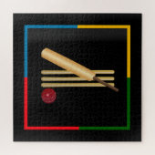 Cricket, wicket, bat and ball, puzzle (Horizontal)