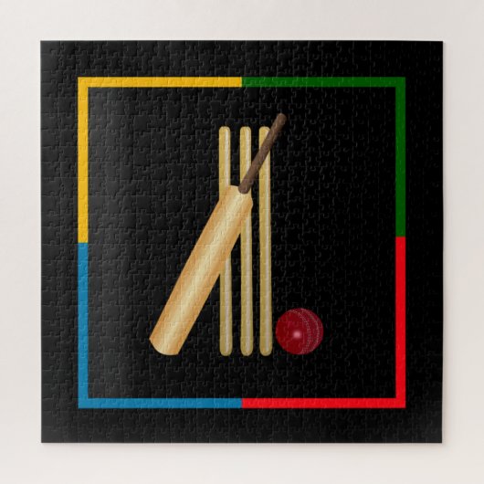 Cricket, wicket, bat and ball, puzzle (Vertikal)
