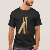 Cricket - Wicket, Bat and Ball T-Shirt (Vorderseite)