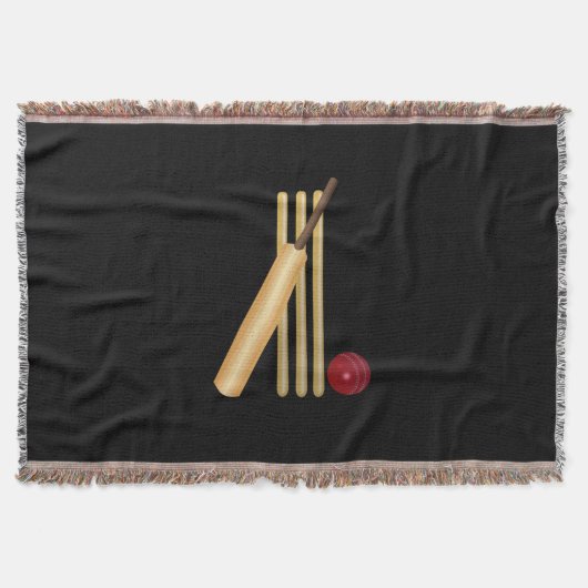 Cricket - Wicket, Bat und Ball auf schwarz Decke (Vorderseite)