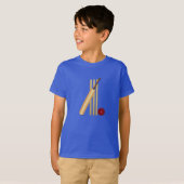 Cricket - Wicket, Bat und Ball T-Shirt (Vorne ganz)