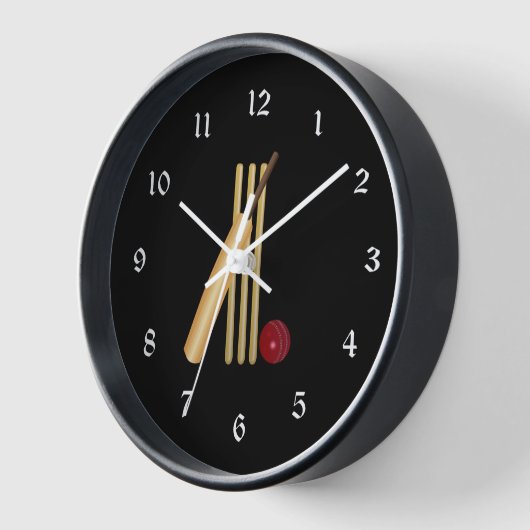 Cricket - Wicket, Bat und Ball Uhr (Winkel)