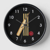Cricket - Wicket, Bat und Ball Uhr (Vorderseite)