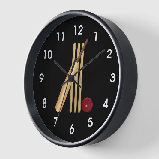 Cricket - Wicket, Bat und Ball Uhr (Winkel)