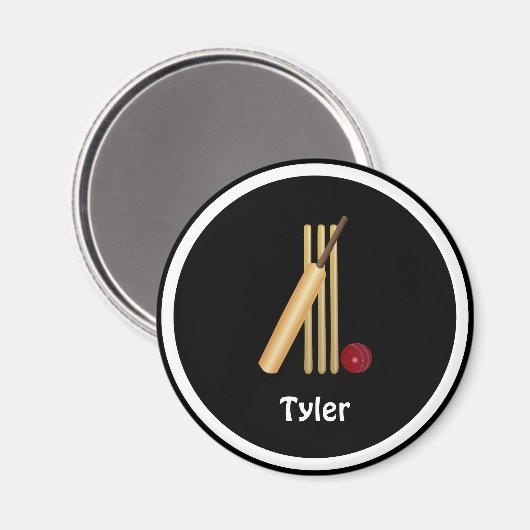 Cricket - Wicket, Fledermaus und Ball, Vorlage Magnet (Vorderseite/Rückseite)