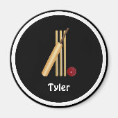 Cricket - Wicket, Fledermaus und Ball, Vorlage Magnet (Vorne)