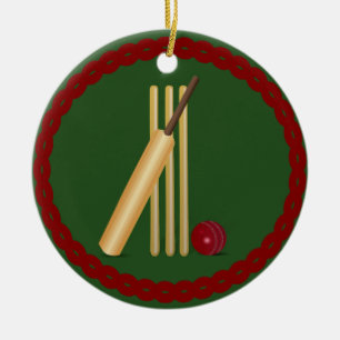 Cricket - Wicket, Fleet und Ball, beliebtes Design Keramik Ornament