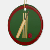 Cricket - Wicket, Fleet und Ball, beliebtes Design Keramik Ornament (Links)