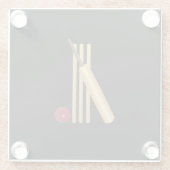 Cricket - Wicket, Schläger und Ball Glasuntersetzer (Rückseite)