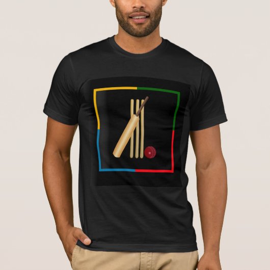 Cricket, Wicket, Schläger und Ball, T-Shirt (Vorderseite)