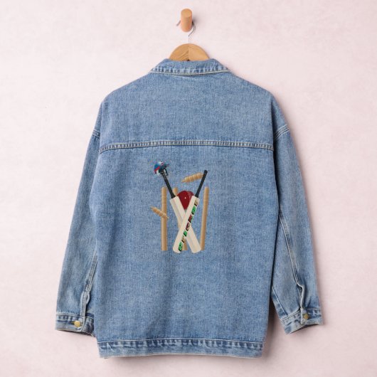 Cricket Wickets und Ball, Ladys Denim Jacket Jeansjacke (Hangar)