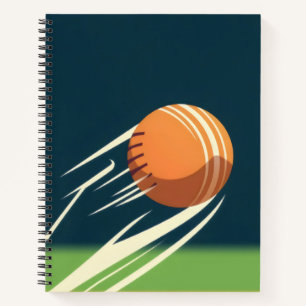 Cricketball in dynamischer Bewegung Notizblock