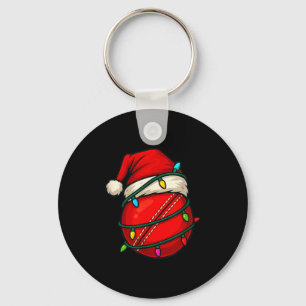Cricketball mit Santa-Hut Lustiges Weihnachten Xma Schlüsselanhänger