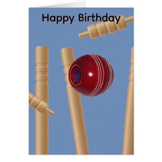 Cricketball und Stumps, Geburtstagskarte (Vorne)