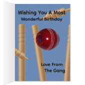 Cricketball und Stumps, Geburtstagskarte (Innen (Rechts))