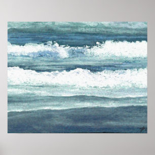 CricketDiane Ocean Art Beach Poster - Wading Waves