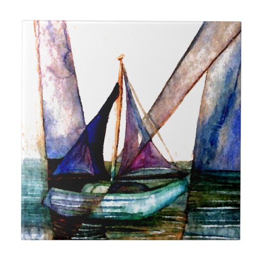 CricketDiane Segelboot-abstraktes 1 Segeln Fliese (Vorderseite)