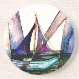 CricketDiane Segelboot-abstraktes 1 Segeln Sandstein Untersetzer