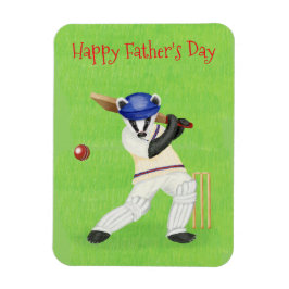 Cricketing Badger Vatertag Magnet