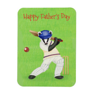 Cricketing Badger Vatertag Magnet