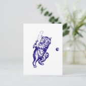 Cricketing Cat Geschenke Postkarte (Stehend Vorderseite)