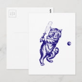 Cricketing Cat Geschenke Postkarte (Vorne/Hinten)