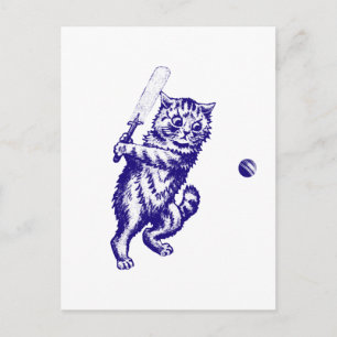 Cricketing Cat Geschenke Postkarte