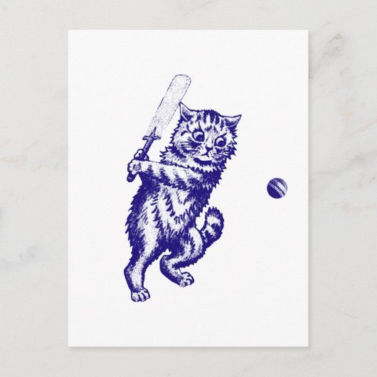 Cricketing Cat Geschenke Postkarte (Vorderseite)