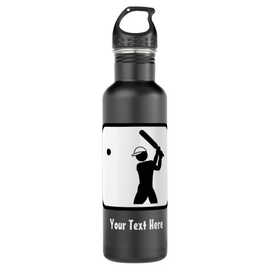 Cricketlogo in Schwarzweiß - Personalisiert Trinkflasche (Vorderseite)