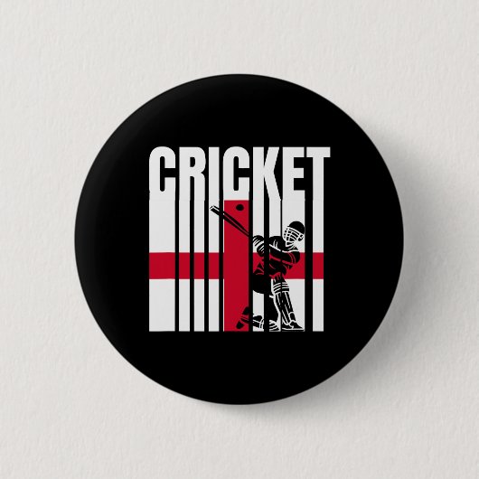 Cricketspieler englische Flagge Button (Vorderseite)