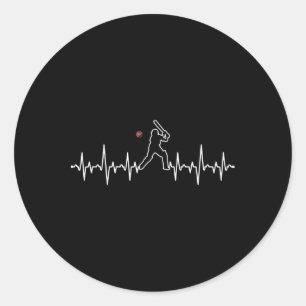 Cricketspieler Herzschlag Cricket-Geschenk Runder Aufkleber