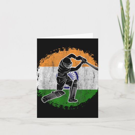 Cricketspieler indische Flagge Cricketer  Karte (Vorderseite)