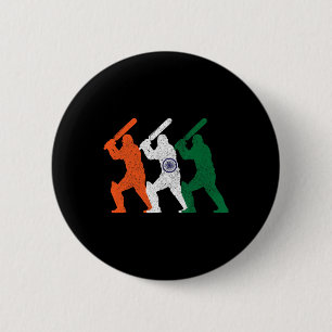 Cricketspieler Indische Flagge Vintage Indien Cric Button