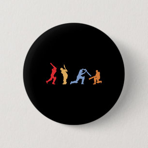 Cricketspieler Retro-Cricket-Silhouette Cricket Sp Button