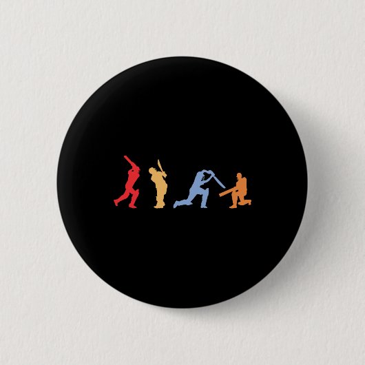 Cricketspieler Retro-Cricket-Silhouette Cricket Sp Button (Vorderseite)