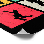 Cricketspieler Retro-Cricket-Silhouette Cricketing Poster (Ecke)