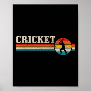 Cricketspieler Sport Vintage Retro Cricket  Poster