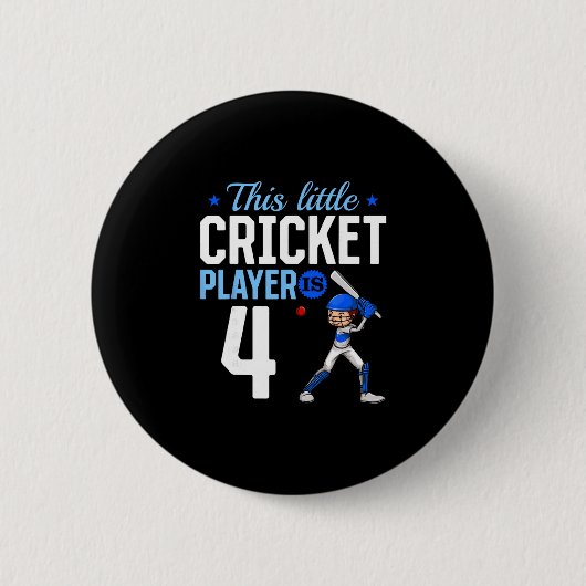 Cricketspieler zum 4. Geburtstag Button (Vorderseite)