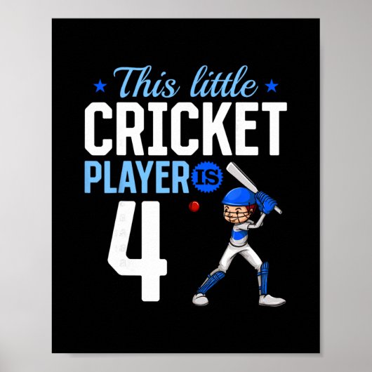 Cricketspieler zum 4. Geburtstag  Poster (Vorne)