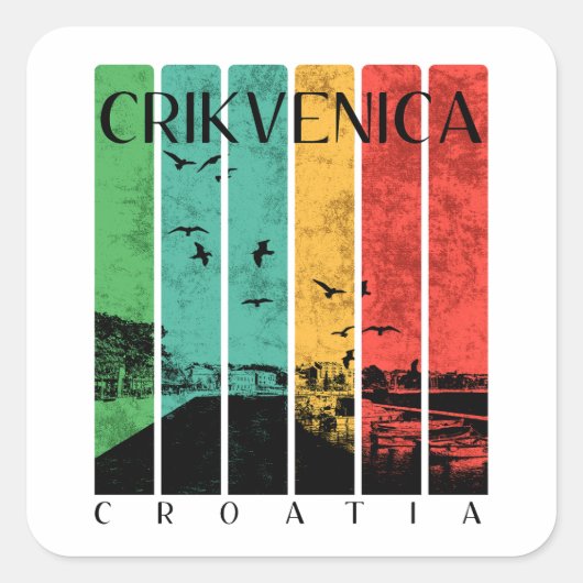 Crikvenica  quadratischer aufkleber (Vorderseite)