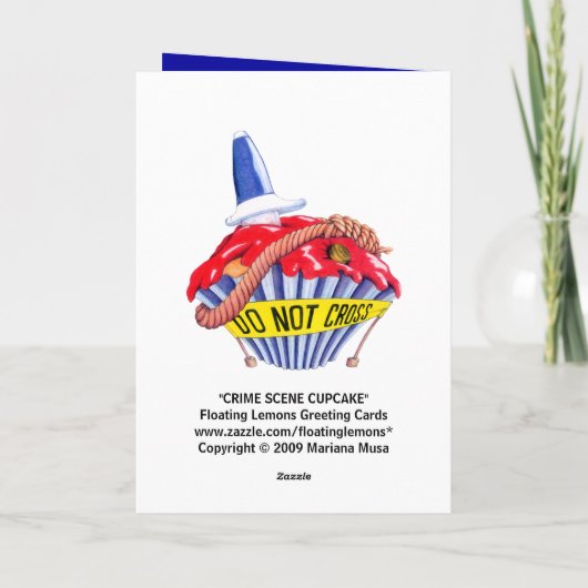 Crime Scene Cupcake Geburtskarte Karte (Rückseite)